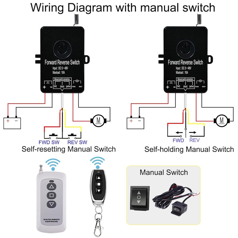 idealWIN مفتاح تحكم عن بعد مقاوم للماء للأمام والخلف يصل إلى 168 قدم، DC 5V إلى 48V / 10A، وحدة تحكم للمشغلات الخطية لجميع المشغلات الحركية الخطية، متوافق مع نظام سحب الشاحنات، ATV و SUV. - Image 3